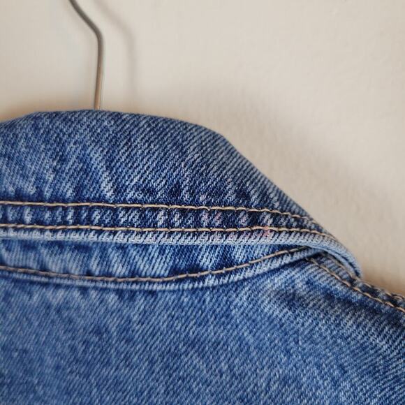 Zara Denim Jacket Womens Small Blue Jean Crop Cuffs Blogger Favorite 9374/271 - Picture 10 of 12